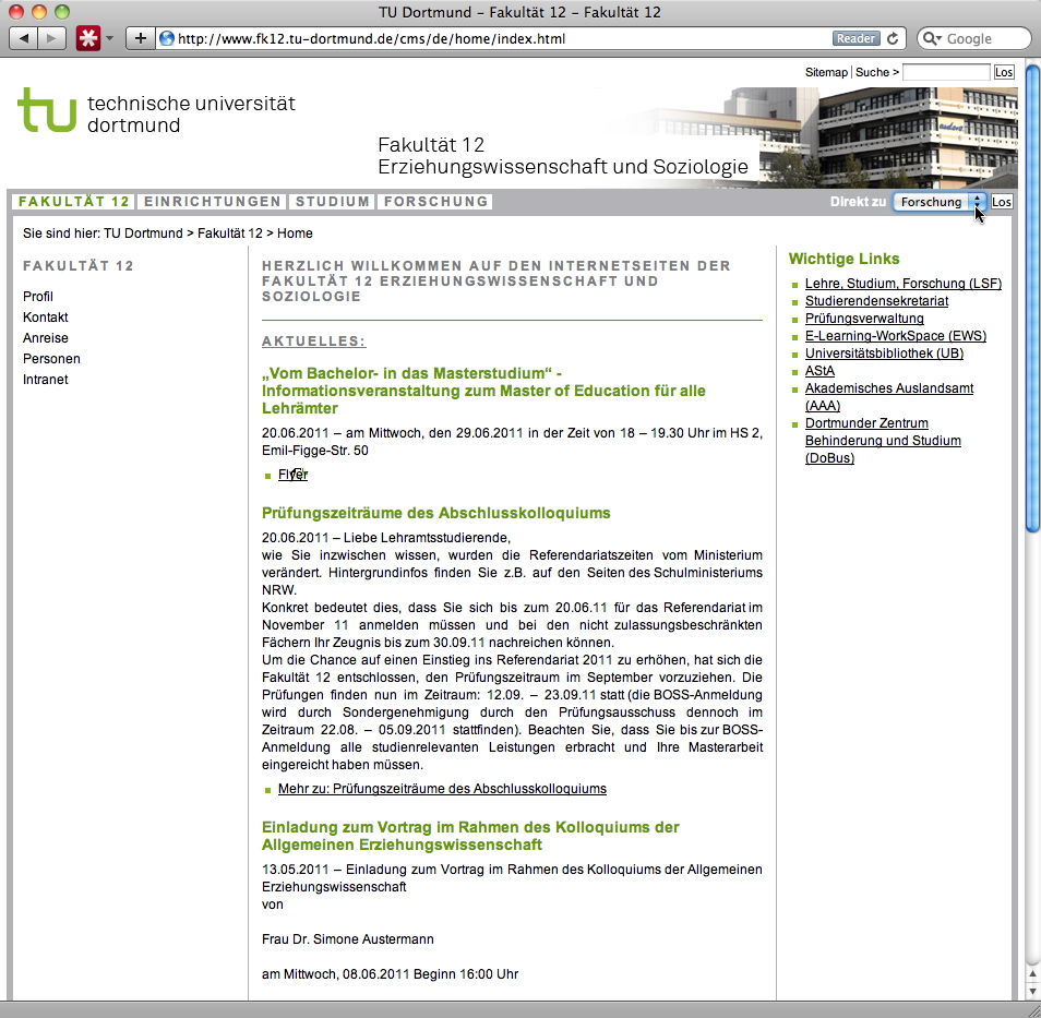 Technischen Universität Dortmund,  Fakultät 12, Erziehungswissenschaft und Soziologie