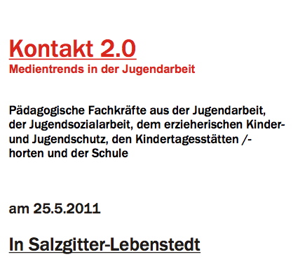 Medientrends in der Jugendarbeit 2011 - Kontakt 2.0